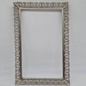 Vintage Silver Filigree Rectangular Picture Frame Only 7"x12"